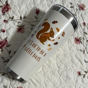 NEW 30 oz White Tumbler with Squirrel Design